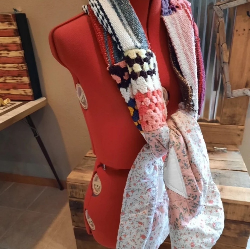 Upcycled vtg quilt blanket winter scarf Dont Throw It Out